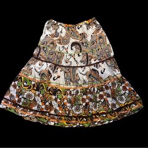 Choices Paisley Peasant Boho Tiered Midi Skirt Multicolor Y2K Large